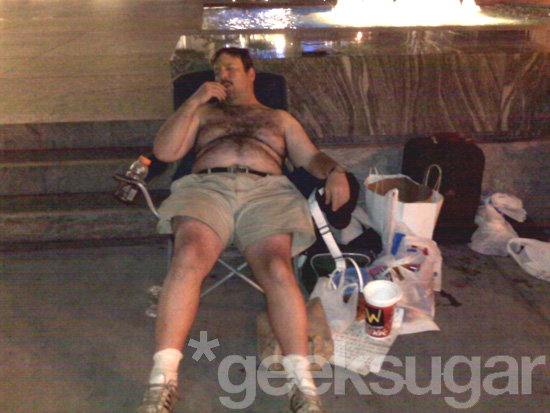 Shirtless Man Makes Front of iPhone Line in NYC